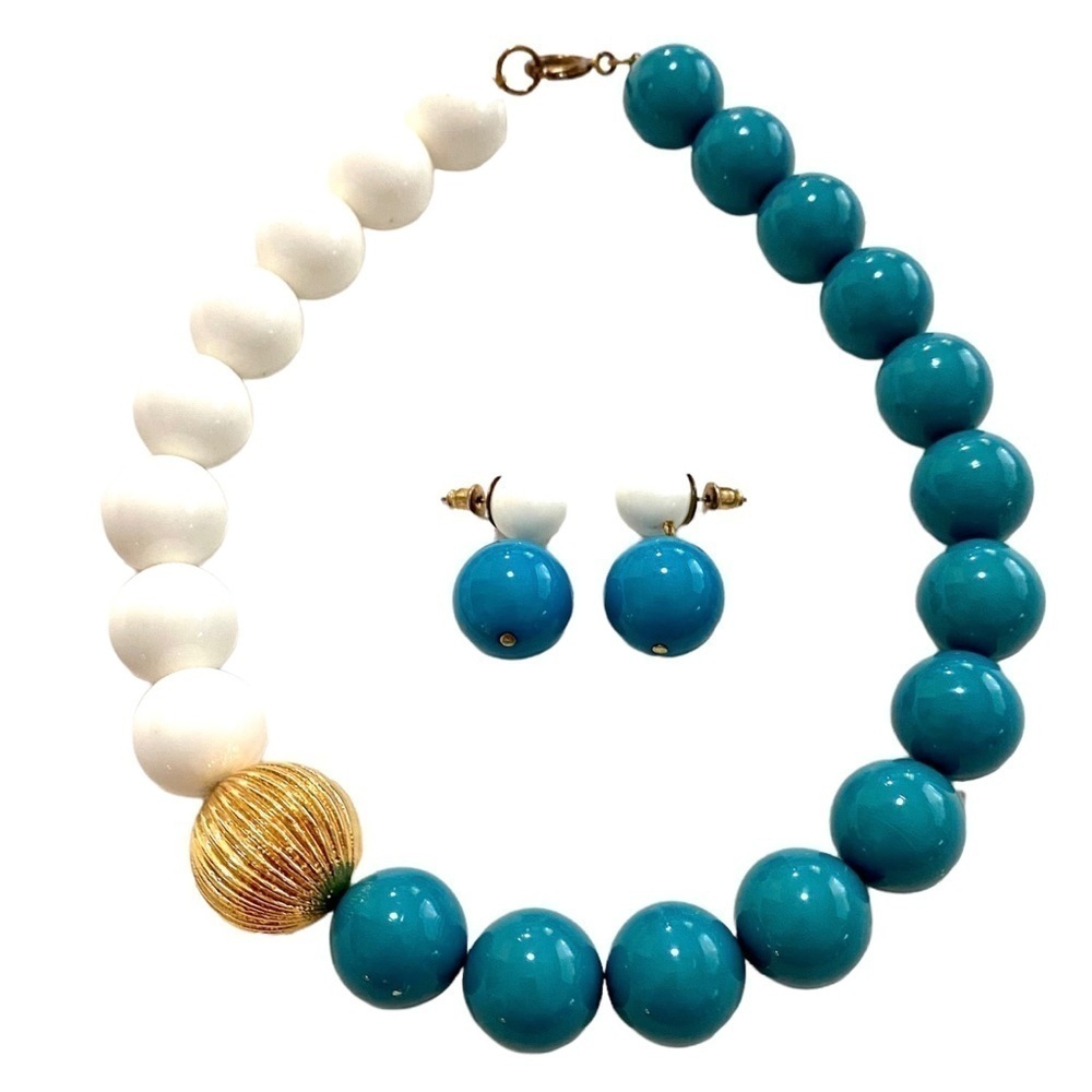 Vintage 80’s Chunky Beaded Necklace and Earrings Set